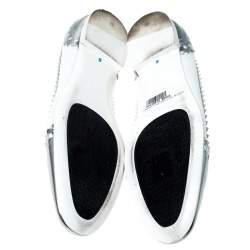 Hermès Silver/White Brogue Leather Ballet Flats Size 41