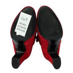 Pre Owned Hermes Red Suede Leather Joueuse Ankle Boots Size 35