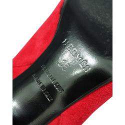 Pre Owned Hermes Red Suede Leather Joueuse Ankle Boots Size 35