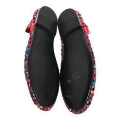 Hermès Multicolor Woven Silk Minorque Ballet Flats Size 40