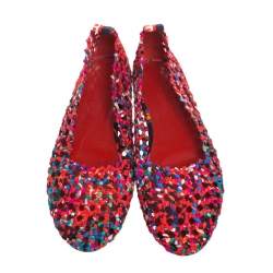 Hermès Multicolor Woven Silk Minorque Ballet Flats Size 40
