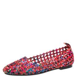 Hermès Multicolor Woven Silk Minorque Ballet Flats Size 40