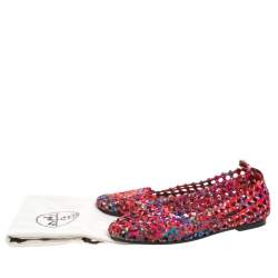 Hermès Multicolor Woven Silk Minorque Ballet Flats Size 40