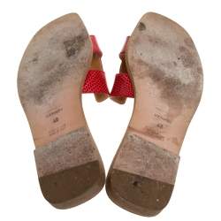 Hermes Red Lizard Oran Slide Flats Size 40