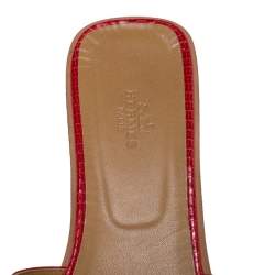 Hermes Red Lizard Oran Slide Flats Size 40