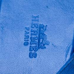 Pre Owned Hermes Electric Blue Suede Wrap Up Thong Flats Sandals Size 40