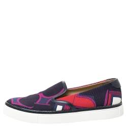 Hermes Multicolor Abstract Print Canvas Slip On Sneakers Size 38