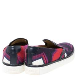 Hermes Multicolor Abstract Print Canvas Slip On Sneakers Size 38