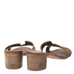 Hermes Brown Leather Oasis Slides Size 35