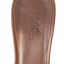 Hermes Brown Leather Oasis Slides Size 35