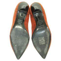 مملوكة مسبقًا Hermes Brown Suede Pointed Toe Kitten Heels Pumps Size EU 38.5