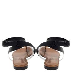 Hermes Tricolor Leather Ankle Wrap Flat Sandals Size 36