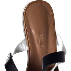 Hermes Tricolor Leather Ankle Wrap Flat Sandals Size 36