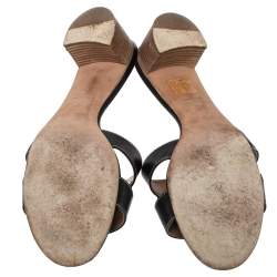 Hermes Black Leather Oasis Slide Sandals Size 39