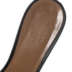 Hermes Black Leather Oasis Slide Sandals Size 39
