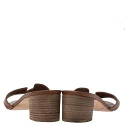 Hermes Brown Leather Oasis Slide Sandals Size 38