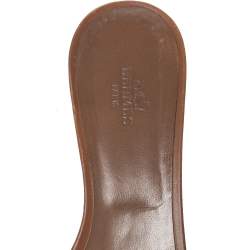 Hermes Brown Leather Oasis Slide Sandals Size 38