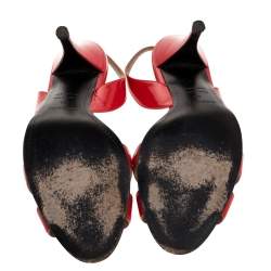 Pre Owned Hermes Dark Orange Patent Leather Night Slingback Sandals Size 39