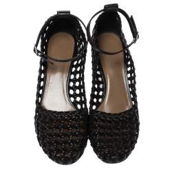 Hermès Black Woven Leather And Suede Block Heel Pumps Size 39
