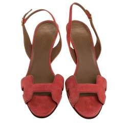 Hermes Pink Suede Night Slingback Sandals Size 39