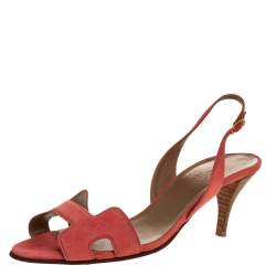 Hermes Pink Suede Night Slingback Sandals Size 39