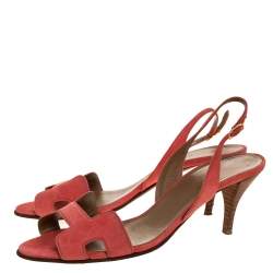 Hermes Pink Suede Night Slingback Sandals Size 39