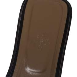 Pre Owned Hermes Black Leather Oran Flat Sandals Size 42