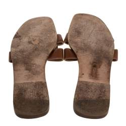 Pre Owned Hermes Brown Leather Oran Flat Sandals Size 42