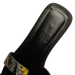 Pre Owned Hermes Multicolor Modernisme Tropical Print Canvas Oran Flat Slides Size 38