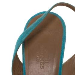 Pre Owned Hermes Blue Suede Leather Night Singback Sandals Size 39
