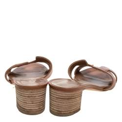 مملوكة مسبقًا Hermes Brown Leather Oasis Slide Sandals Size 36