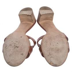 Pre Owned Hermes Brown Leather Oran Block Heel Sandals Size 39