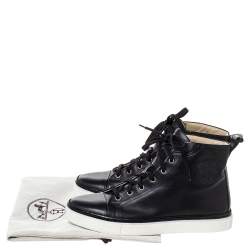 Hermès Black Leather Jimmy Lace Up High Top Sneakers Size 38