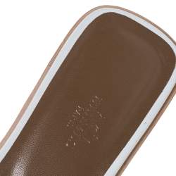 Pre Owned Hermes White Leather Oran Studded Flat Slides Size 40