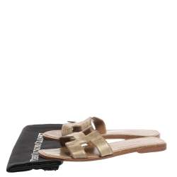 Hermes Grey Croc Leather Oran Sandals Size 39