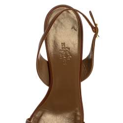 Hermes Brown Leather Night Slingback Sandals Size 38.5