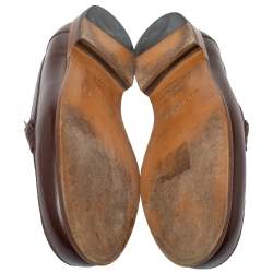 Pre Owned Hermes Blue/Brown Leather Kennedy Slip On Loafers Size 39