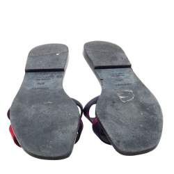 Pre Owned Hermes Multicolor Modernisme Tropical Print Canvas Oran Flat Slides Size 37.5