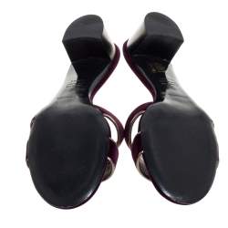 Pre Owned Hermes Purple Velvet Oasis Slide Sandals Size 41