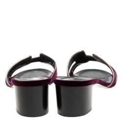 Pre Owned Hermes Purple Velvet Oasis Slide Sandals Size 41