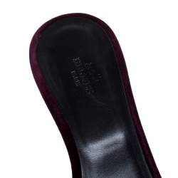 Pre Owned Hermes Purple Velvet Oasis Slide Sandals Size 41