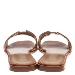 Pre Owned Hermes Brown Leather Oran Flat Sandals Size 38.5