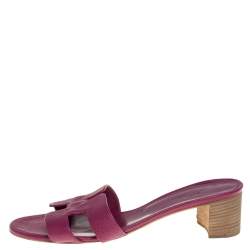 Hermès Pink Lizard Embossed Leather Oasis Open Toe Sandals Size 38.5