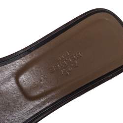 Pre Owned Hermes Black Leather Oran Flat Sandals Size 38.5