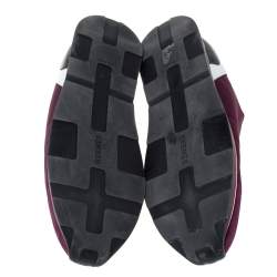 Pre Owned Hermes Burgundy Neoprene and Leather Miles Slip On Sneakers Size 41