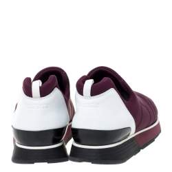Pre Owned Hermes Burgundy Neoprene and Leather Miles Slip On Sneakers Size 41