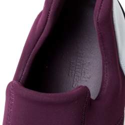 Pre Owned Hermes Burgundy Neoprene and Leather Miles Slip On Sneakers Size 41