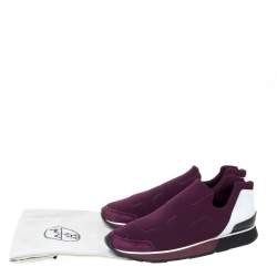 Pre Owned Hermes Burgundy Neoprene and Leather Miles Slip On Sneakers Size 41