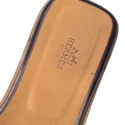 Pre Owned Hermes Metallic Brown Leather Oran Flats Size 40