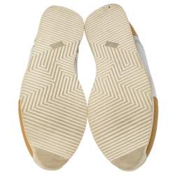 Pre Owned حذاء رياضى هيرمس منخفض من الأعلى تريل جلد بني/ فضي مقاس 40